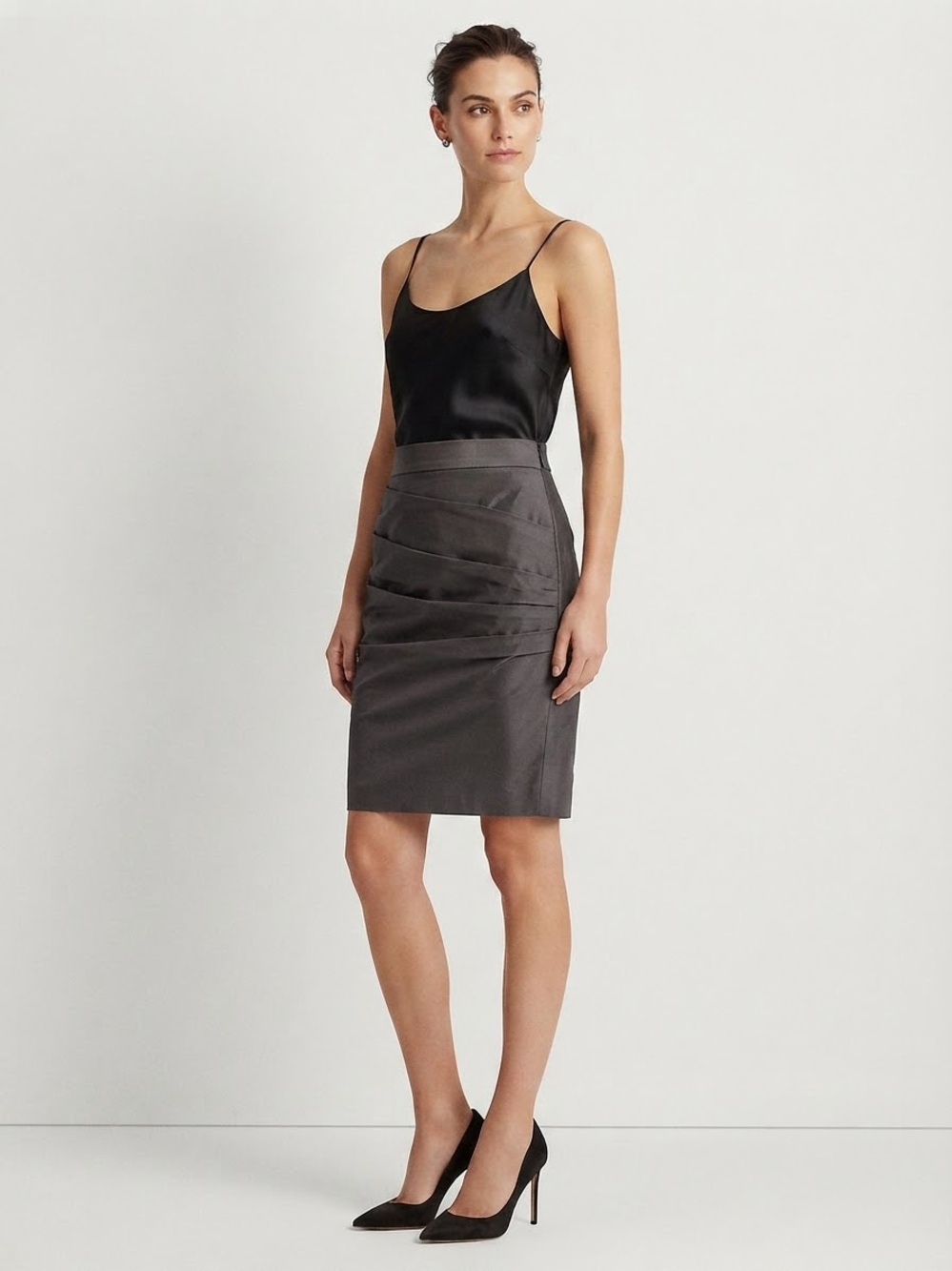HACHE Italy Women’s 42 Gray Draped Pleated Pencil Skirt Avant Garde Designer